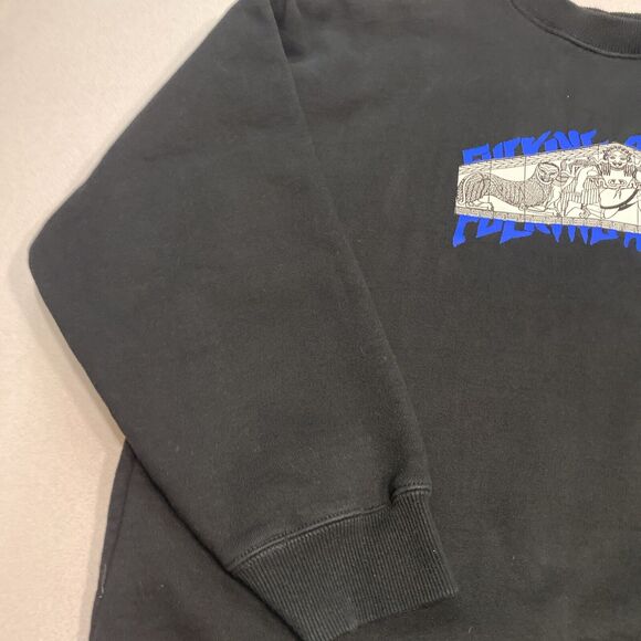 FuckingAwesome Pullover Sweatshirt Men XL Black Blue Greek Graphic Clean - Picture 9 of 15